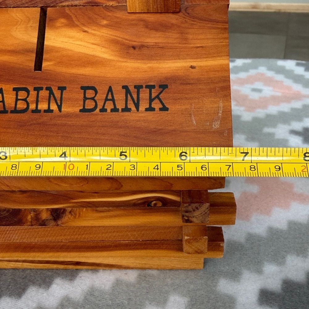 Handmade Log Cabin Bank Wooden Coin Bank - Natural Wood rustic - Picture 8 of 10